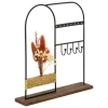 Porta bijuteria preto em metal e madeira