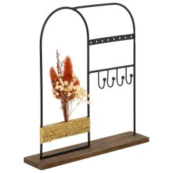 Porta bijuteria preto em metal e madeira