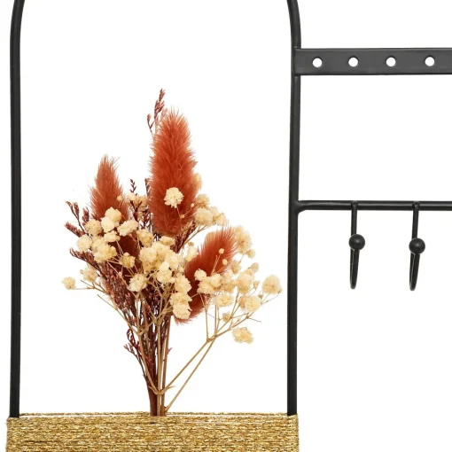 Porta bijuteria preto em metal e madeira