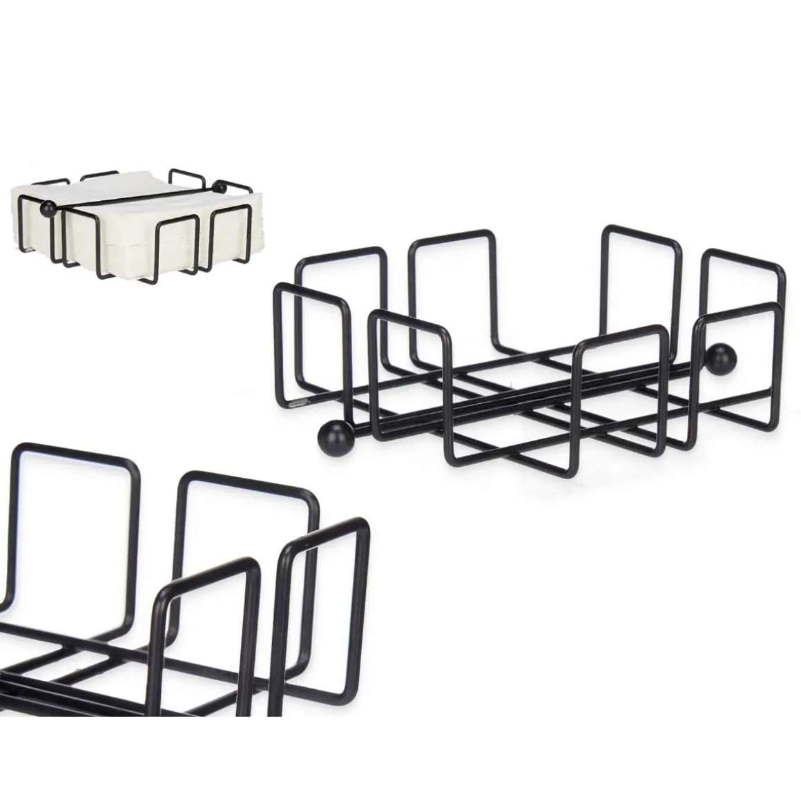 Porta guardanapos preto em metal