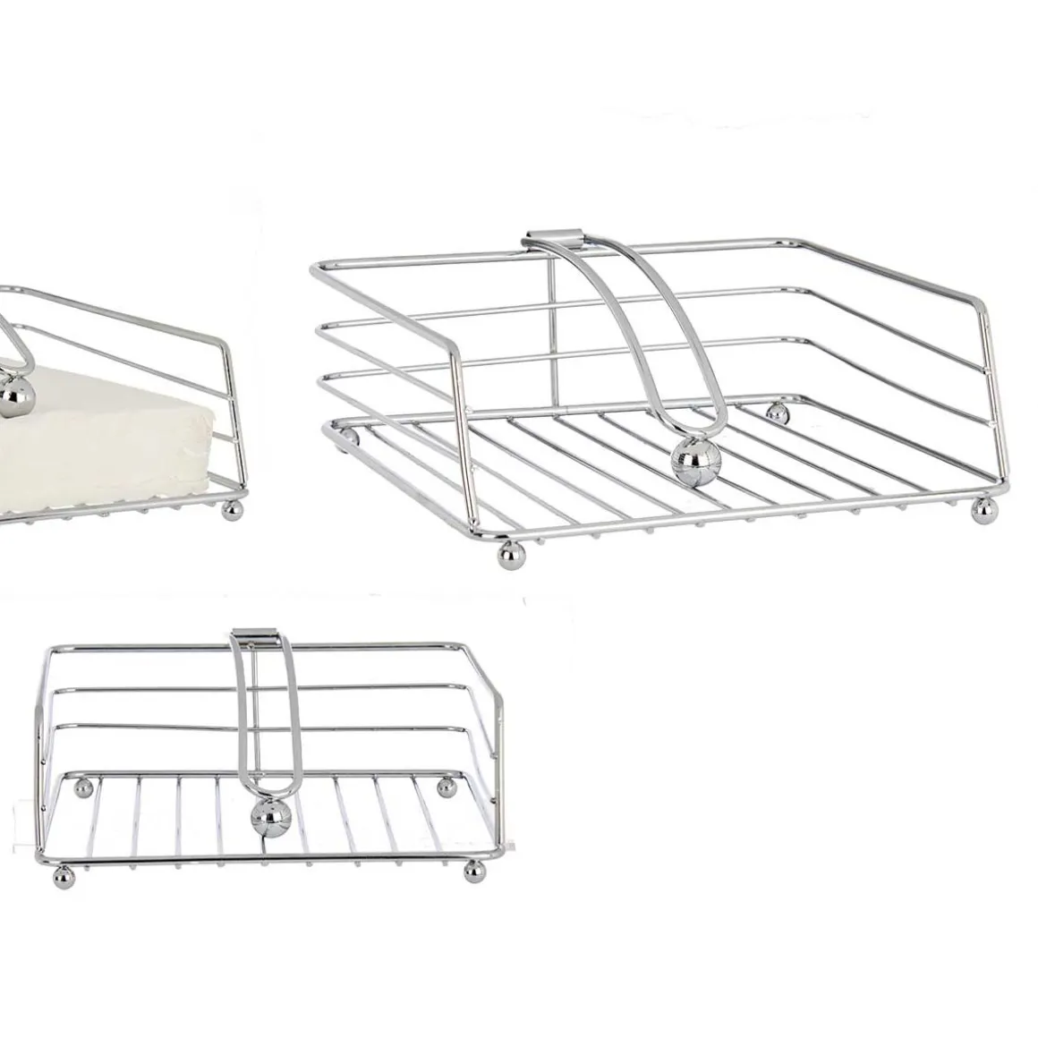 Porta guardanapos quadrado em metal cromado