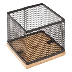 Porta lápis em bambu e metal preto