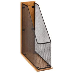 Porta revistas em bambu e metal preto