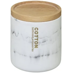 Pote para algodão LEA branco efeito mármore