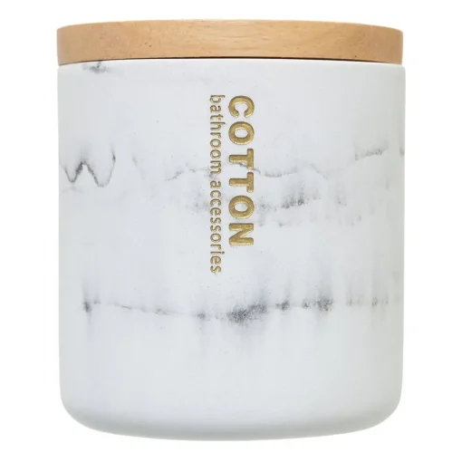 Pote para algodão LEA branco efeito mármore