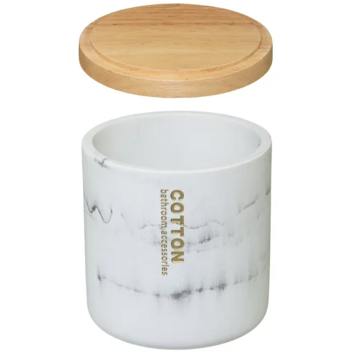 Pote para algodão LEA branco efeito mármore