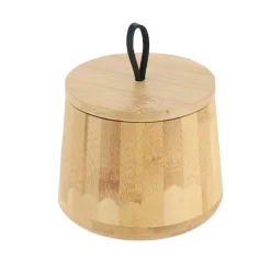 Pote Para Algodão Redondo Em Bambu