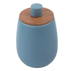 Pote WC Azul Mate Em Cerâmica E Bambu