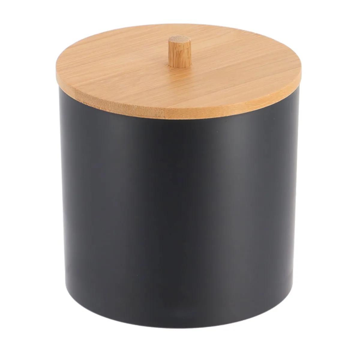 Pote wc preto com tampa em bambu