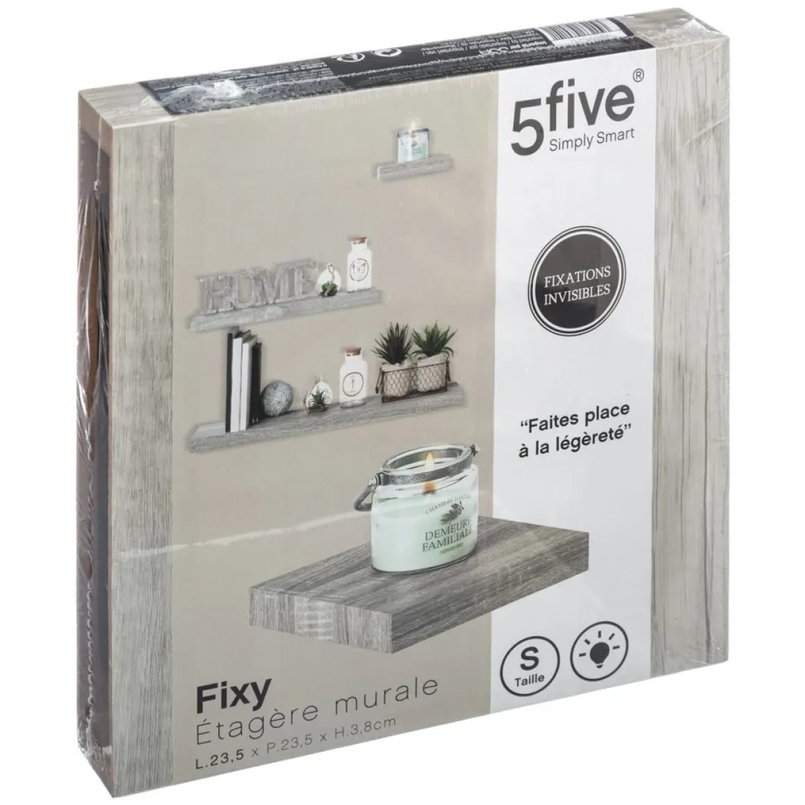 Prateleira kit deco cinza 3,8x23,5x23,5cm