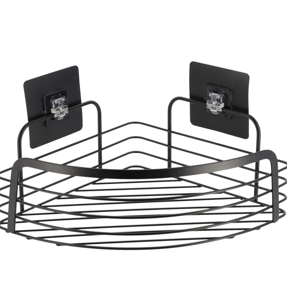 Prateleira wc de canto preto em metal com adesivo