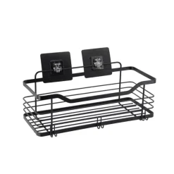 Prateleira wc preto em metal com adesivo