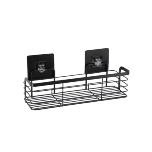 Prateleira WC Preto Em Metal Com Adesivo