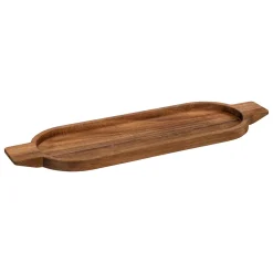 Prato de apresentação oval em madeira acácia 48cm
