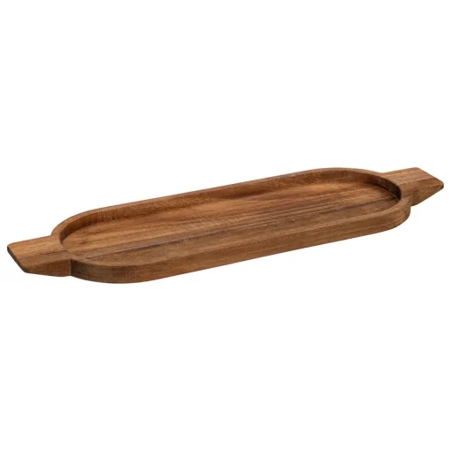 Prato de apresentação oval em madeira acácia 48cm