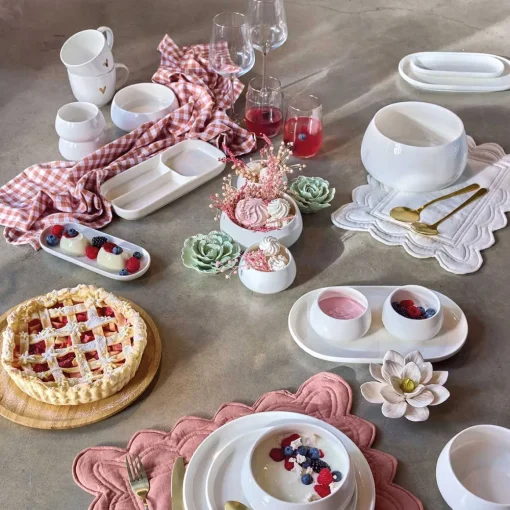 Prato de sobremesa NORA branco em porcelana 21cm