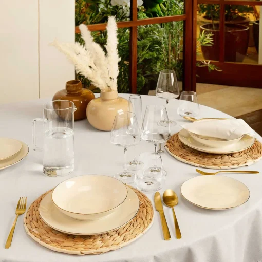 Prato de sopa PETIT SALON branco com beira dourada 20cm