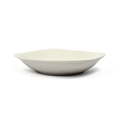 Prato de sopa quadrado branco em cerâmica