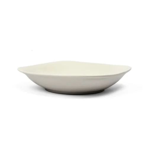 Prato de sopa quadrado branco em cerâmica