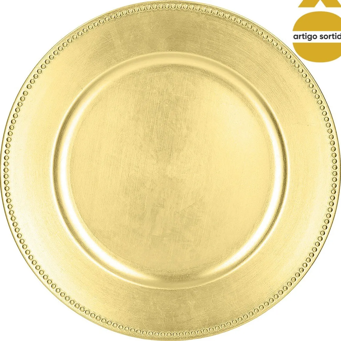 Prato marcador dourado 33cm