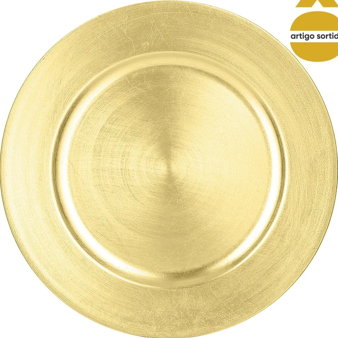 Prato marcador dourado 33cm