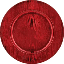 Prato marcador efeito madeira vermelho 33cm