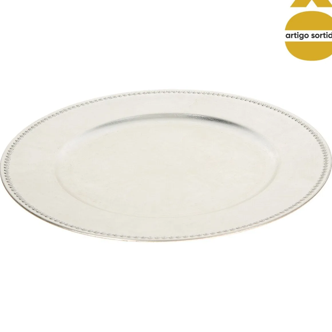 Prato marcador prateado 33cm