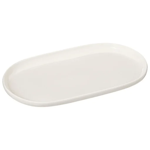 Prato oval NORA branca em porcelana 18x30cm