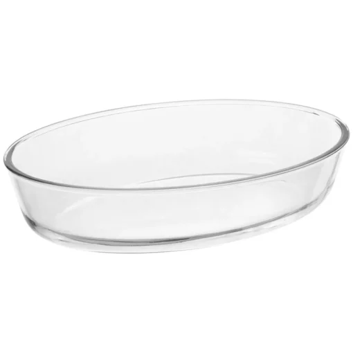 Prato oval para forno em vidro com tampa