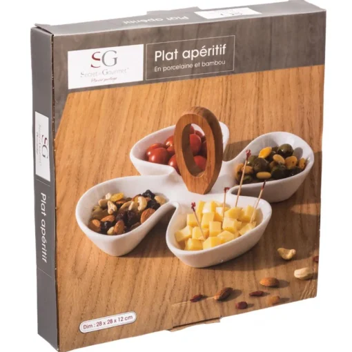 Prato para aperitivos com 4 divisórias