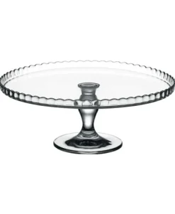 Prato para bolo redondo em vidro com pé 32cm
