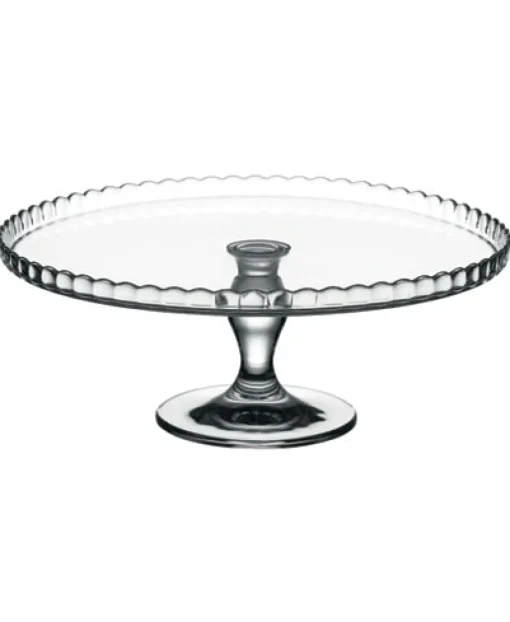 Prato para bolo redondo em vidro com pé 32cm