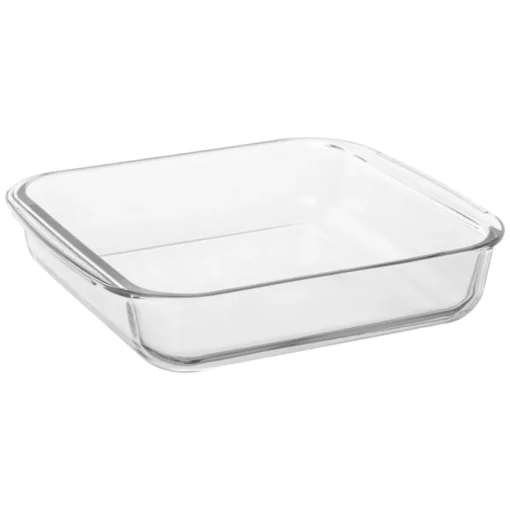 Prato quadrado para forno em vidro com tampa