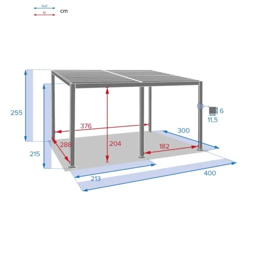 Pérgola AVILA cinza graphite 3x4m