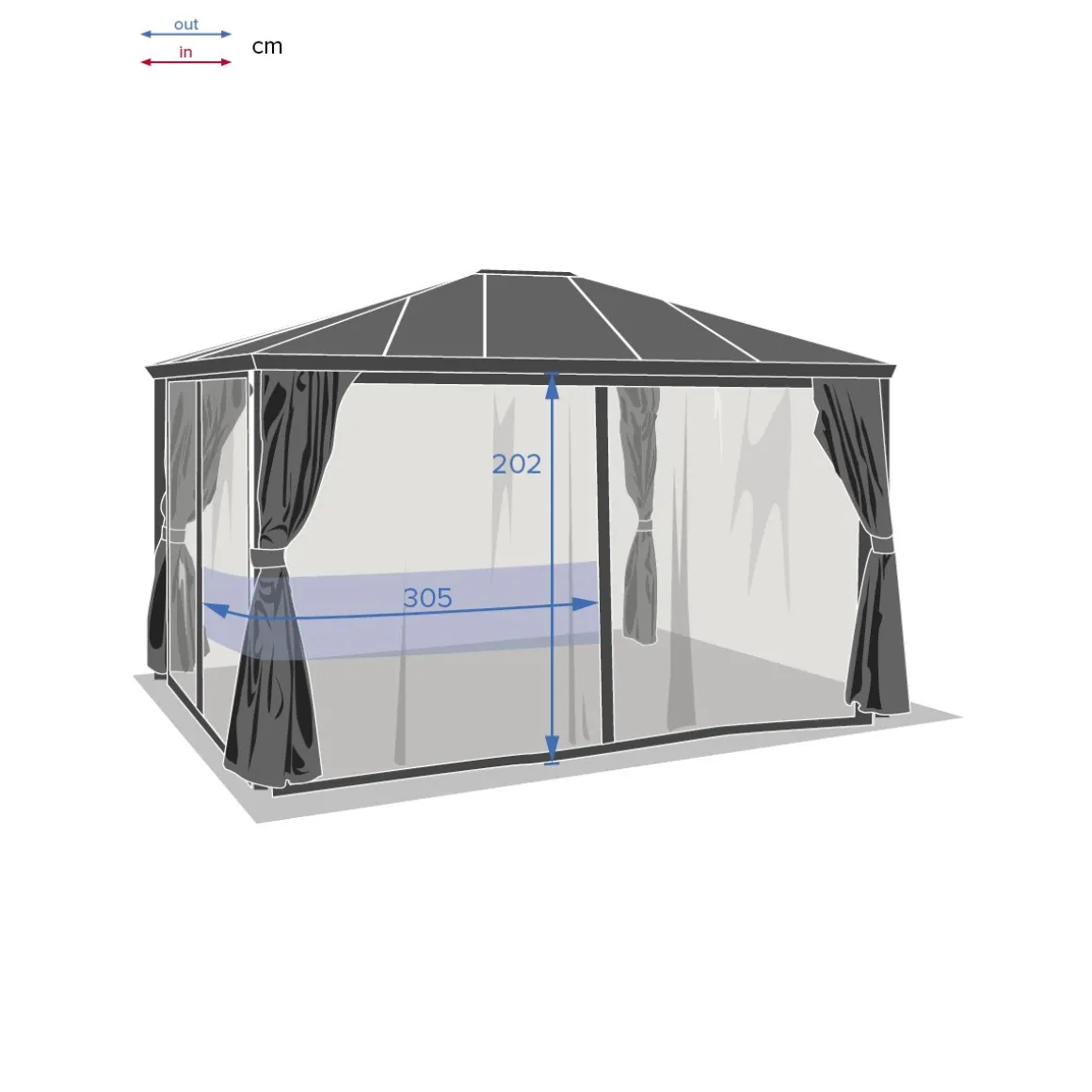 Pérgola BELIZE cinza graphite 3x3,6m