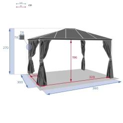 Pérgola BELIZE cinza graphite 3x3,6m