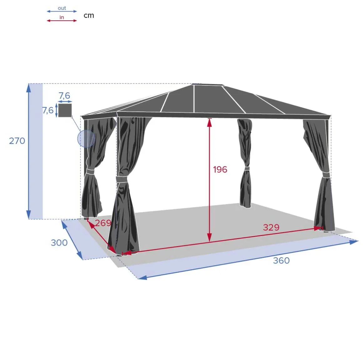 Pérgola BELIZE cinza graphite 3x3,6m