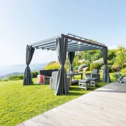Pérgola BELIZE LATTES cinza graphite 3x3,8m