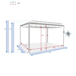 Pérgola BELIZE LATTES cinza graphite 3x3,8m