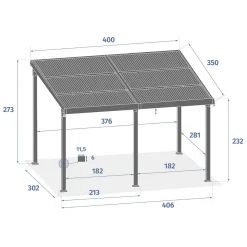 Pérgola ENOLIE graphite em alumínio 3,5x4m