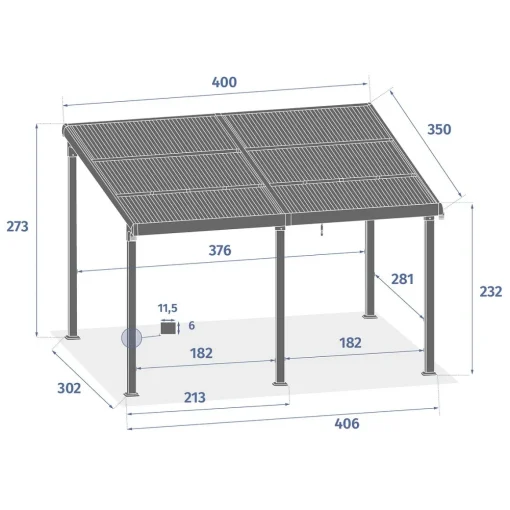 Pérgola ENOLIE graphite em alumínio 3,5x4m