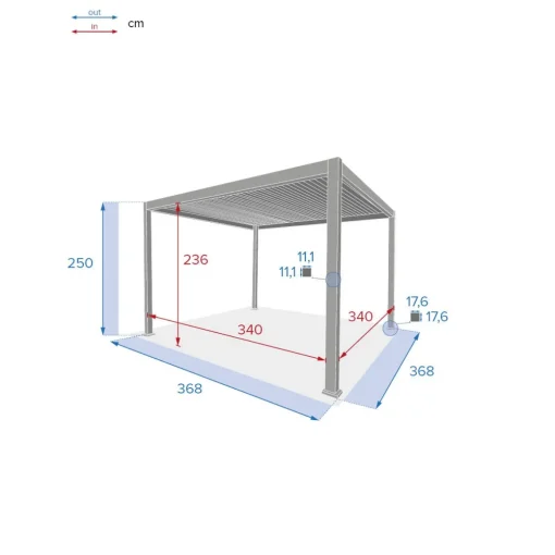 Pérgola ÉVORA branca 3,6x3,6m