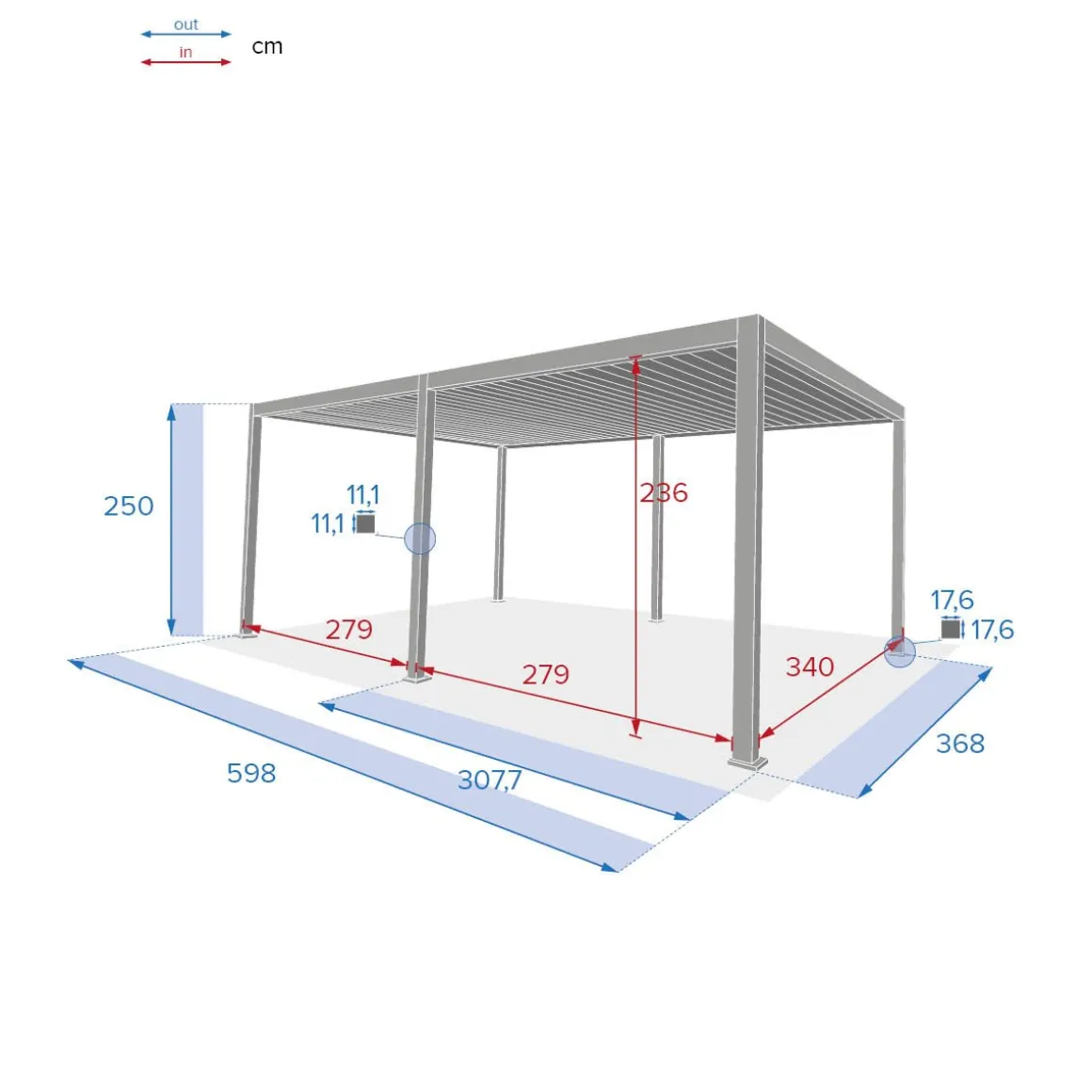 Pérgola ÉVORA branco 3,6x6m