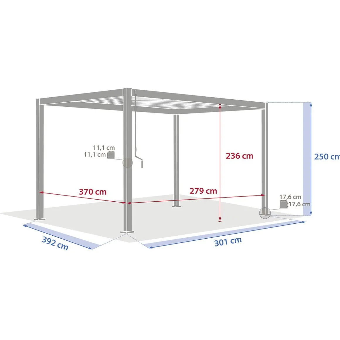 Pérgola ÉVORA cinza graphite 4x3m