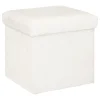 Pufe com arrumação em pelo branco EZZIO