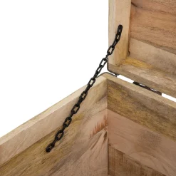 Pufe com arrumação SILAS em madeira mango