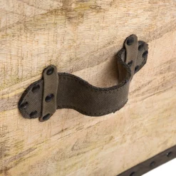 Pufe com arrumação SILAS em madeira mango