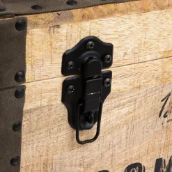 Pufe com arrumação SILAS em madeira mango