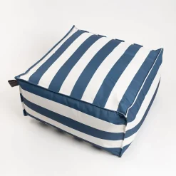 Pufe cubo impermeável riscas branco e azul