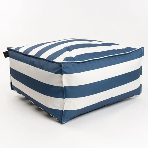 Pufe cubo impermeável riscas branco e azul